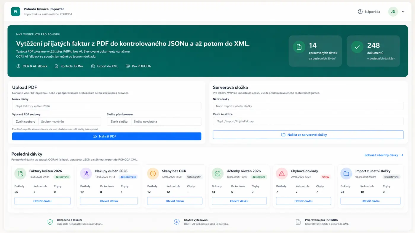 Software pro export účtenek a faktur do účetního systému Pohoda