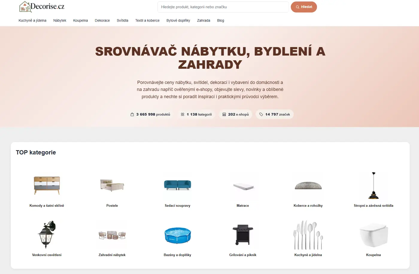 Decorise.cz - největší vyhledávač nábytku a dekorací v ČR