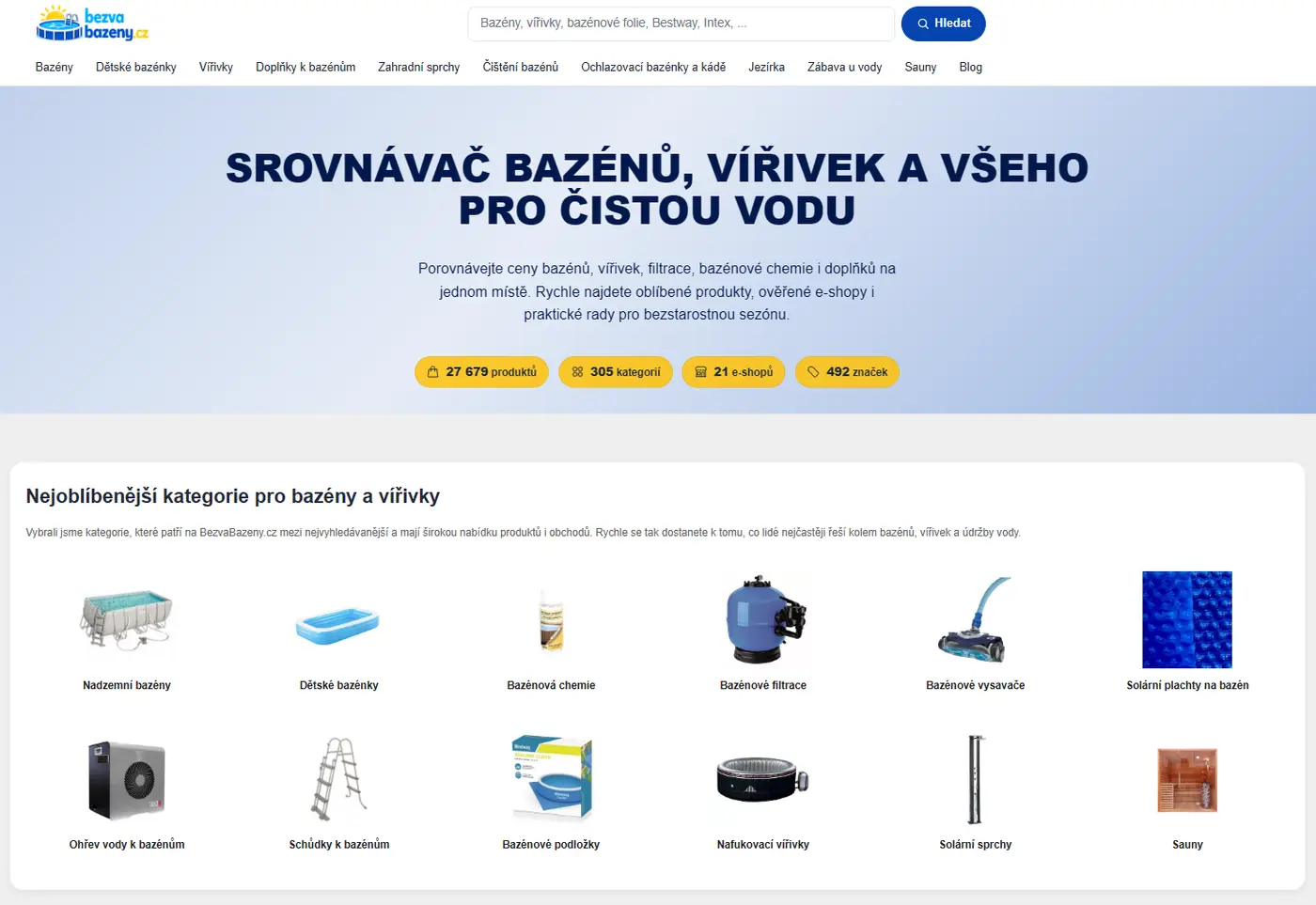 BezvaBazeny.cz – srovnávač bazénů a bazénového vybavení